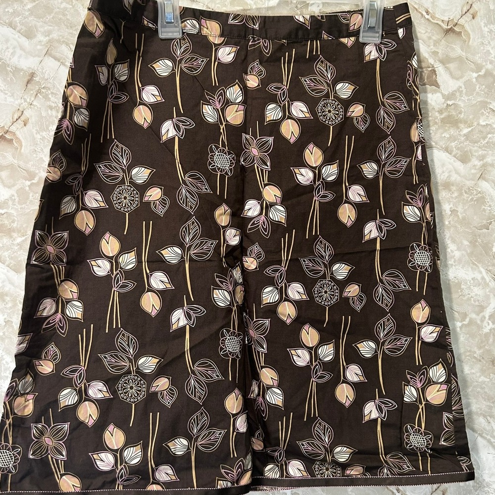 Old Navy Floral Brown Culottes Skirt Just Below Waist Ladies Size 1